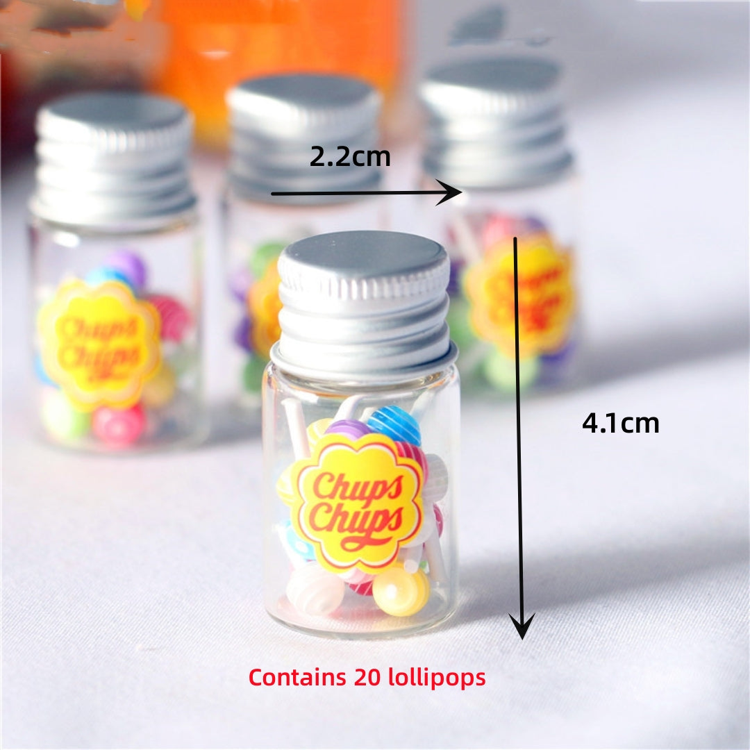 Miniature Dollhouse Kitchen Props Set - Mini Canisters and Lollipop DIY Accessories for Miniature Food Scenes, Crafting