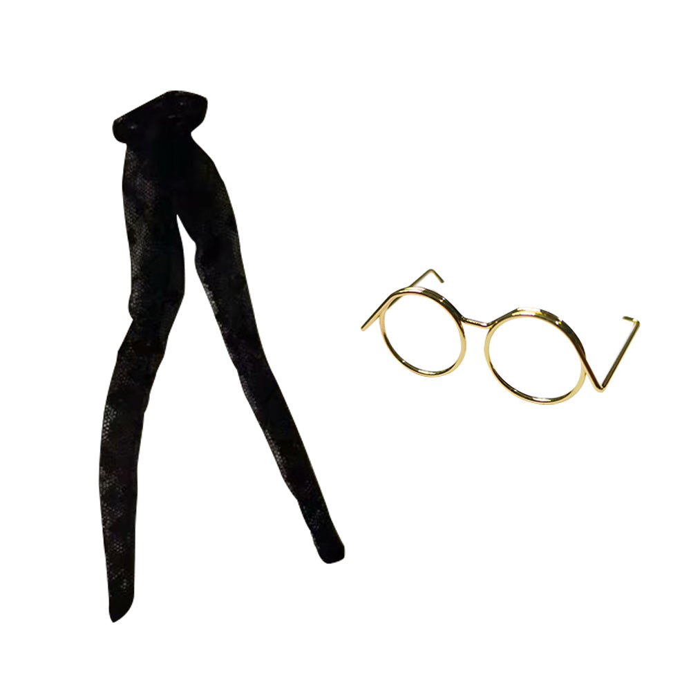 1:6 Scale Retro Cool Doll Metal Glasses Frame and Heart-Shaped Silk Stockings - Stylish Accessories for 30cm BJD Dolls