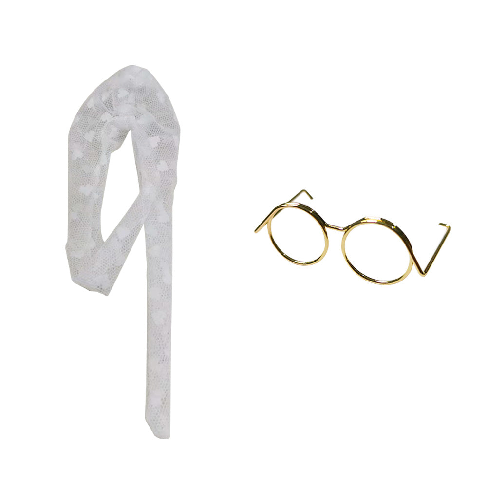 1:6 Scale Retro Cool Doll Metal Glasses Frame and Heart-Shaped Silk Stockings - Stylish Accessories for 30cm BJD Dolls