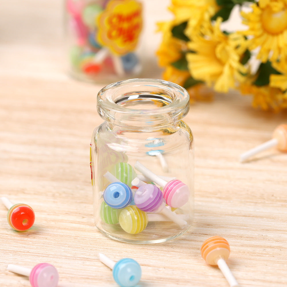 Miniature Dollhouse Kitchen Props Set - Mini Canisters and Lollipop DIY Accessories for Miniature Food Scenes, Crafting