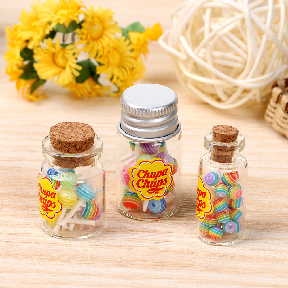 Miniature Dollhouse Kitchen Props Set - Mini Canisters and Lollipop DIY Accessories for Miniature Food Scenes, Crafting