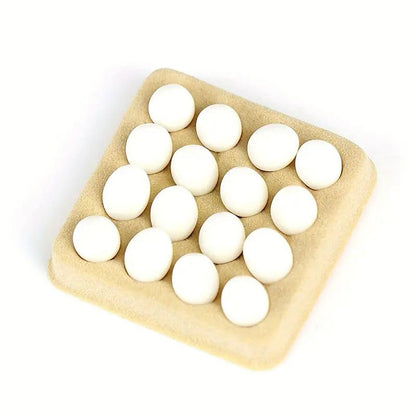 16 Realistic Miniature Eggs for Dollhouse Kitchen Decor (White Egg Set & Tray).