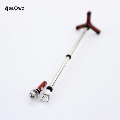 Cute Miniature 1:12 Alloy Microphone Model w/Stand - Dollhouse Musical Furniture Decor Accessory for OB11 1/12 BJD Doll