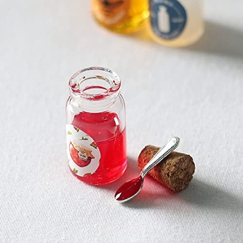 Miniature Food Props - Realistic Milk, Honey, and Strawberry Jam for Photography and Play (Strawberry Sauce+Spoon)