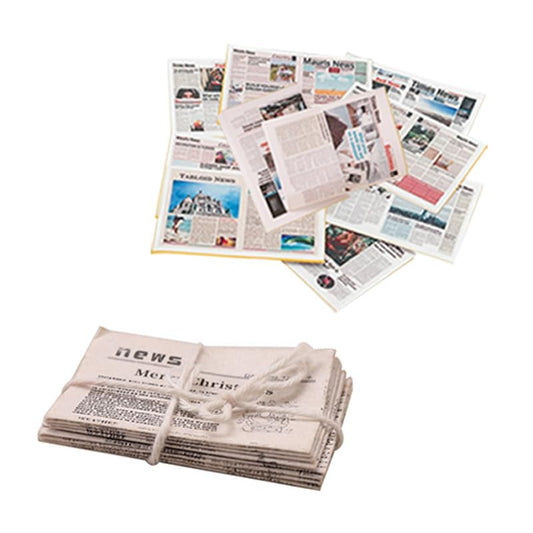 2 Set 1:12 Scale Mini Newspapers Set-Realistic 9-Color Miniature Newsprints and Vintage Bundle for minitures