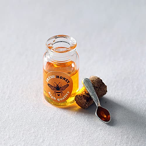 Miniature Food Props - Realistic Milk, Honey, and Strawberry Jam for Photography and Play (Honey Sauce+Spoon)