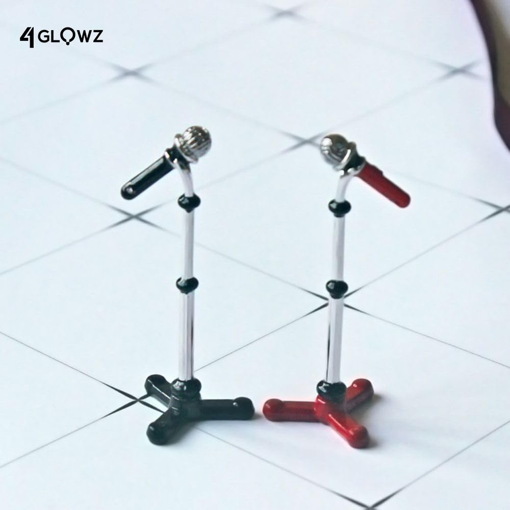 Cute Miniature 1:12 Alloy Microphone Model w/Stand - Dollhouse Musical Furniture Decor Accessory for OB11 1/12 BJD Doll