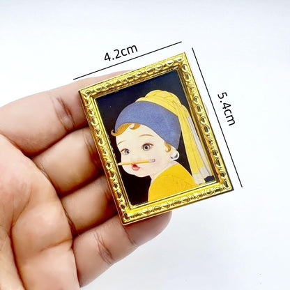 8pcs/set Fat Girl Series Miniature Metal Art Painting Frames - 1:12 Scale Dollhouse Furniture