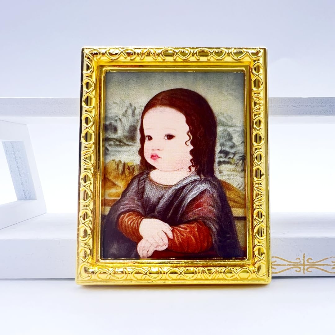 8pcs/set Fat Girl Series Miniature Metal Art Painting Frames - 1:12 Scale Dollhouse Furniture